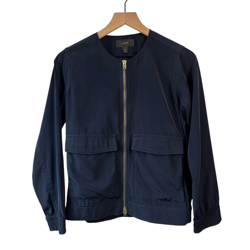 J Crew Womens Jacket XS Blue Bomber Full Zip Quick Dry Business Preppy Gorpcore
